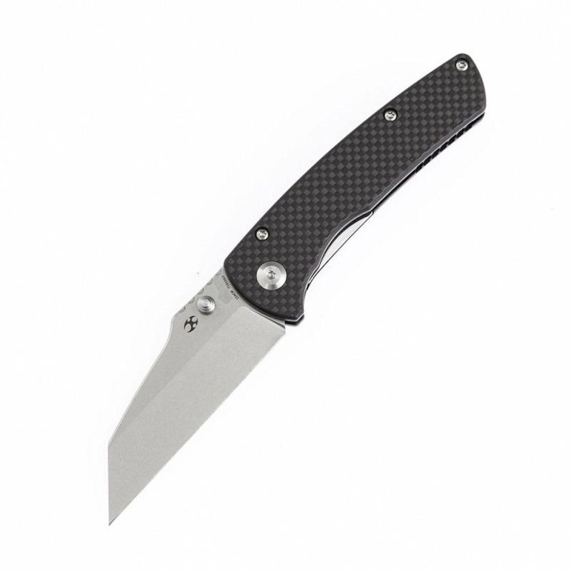 Main Street T1015A3 Twill Carbon Fiber Handle Black Stonewashed 154CM Blade Dirk Pinkerton Design Black | Folding Pocket Knives