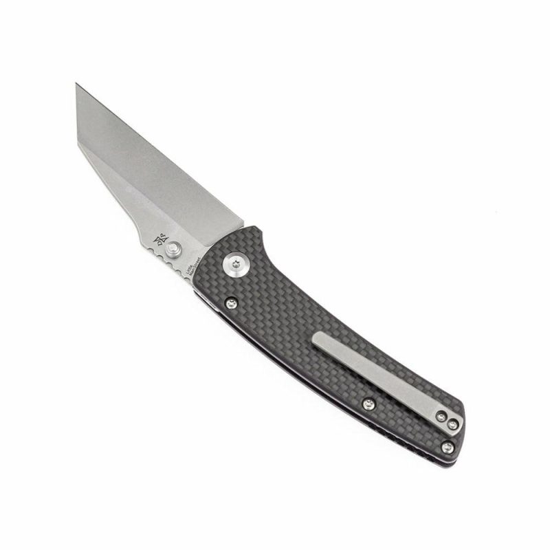 Main Street T1015A3 Twill Carbon Fiber Handle Black Stonewashed 154CM Blade Dirk Pinkerton Design Black | Folding Pocket Knives