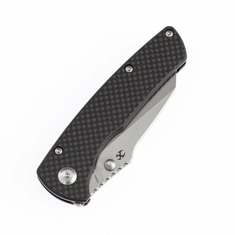 Main Street T1015A3 Twill Carbon Fiber Handle Black Stonewashed 154CM Blade Dirk Pinkerton Design Black | Folding Pocket Knives