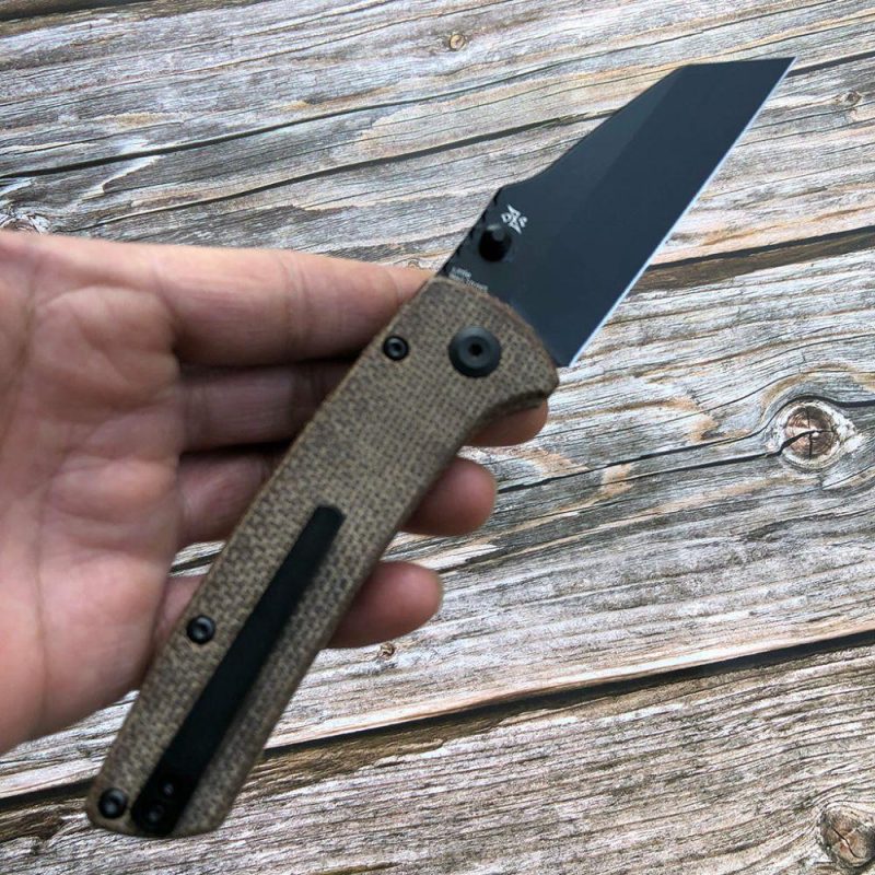 Main Street T1015A4 Brown Micarta Handle Black Stonewashed 154CM Blade Dirk Pinkerton Design Brown | Folding Pocket Knives