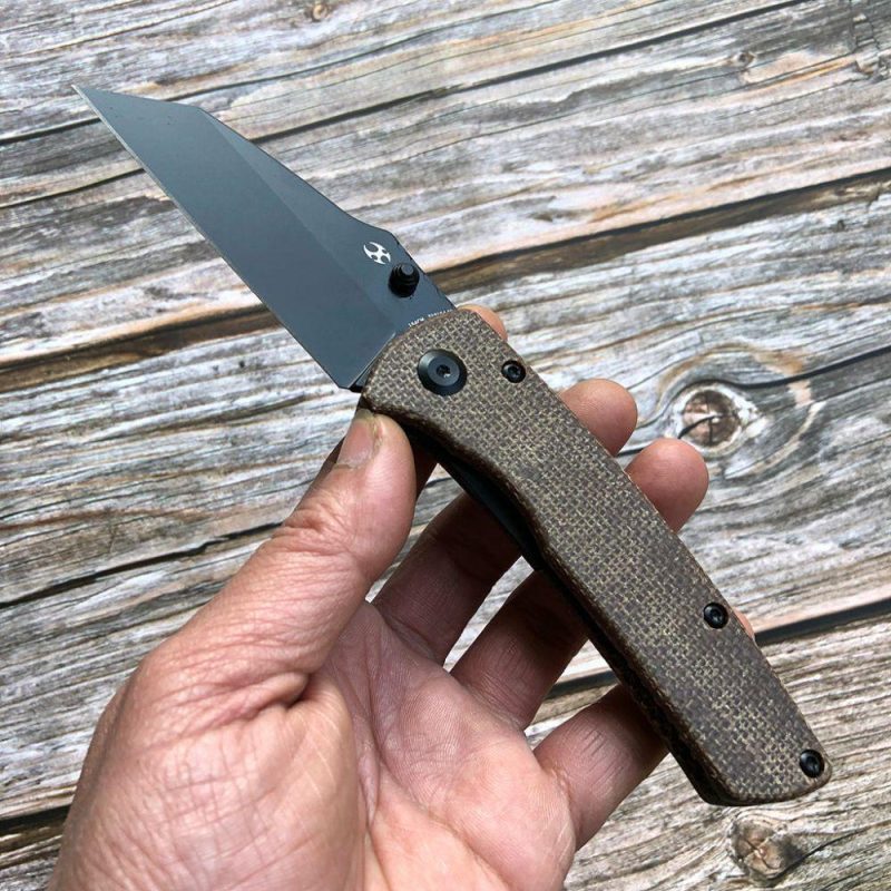 Main Street T1015A4 Brown Micarta Handle Black Stonewashed 154CM Blade Dirk Pinkerton Design Brown | Folding Pocket Knives