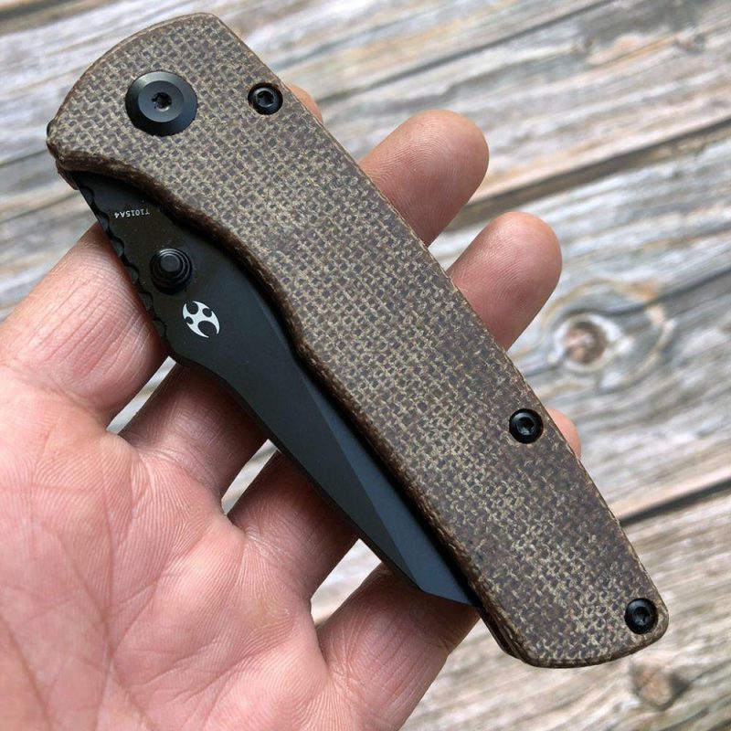 Main Street T1015A4 Brown Micarta Handle Black Stonewashed 154CM Blade Dirk Pinkerton Design Brown | Folding Pocket Knives