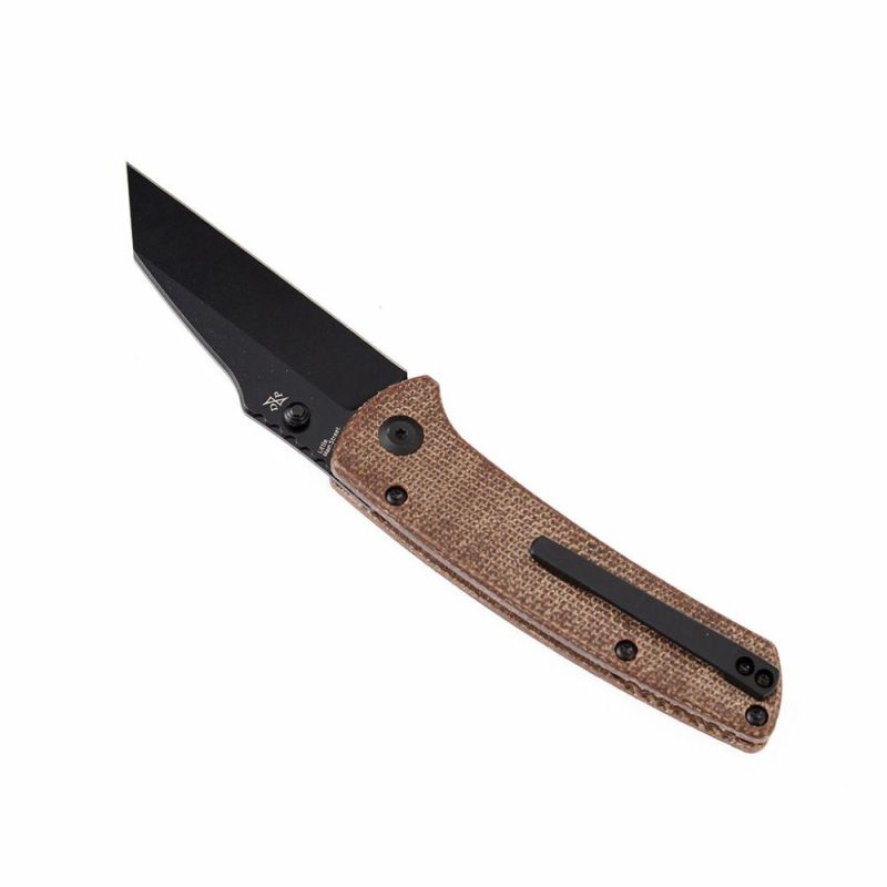 Main Street T1015A4 Brown Micarta Handle Black Stonewashed 154CM Blade Dirk Pinkerton Design Brown | Folding Pocket Knives