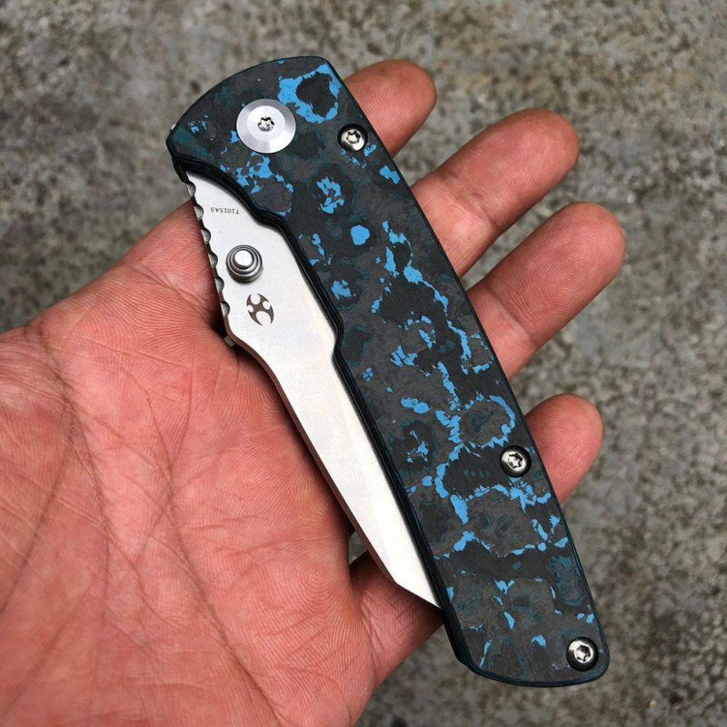 Main Street T1015A5 Pocket Knives M390 Wharncliffe Fat Carbon "Arctic Storm" Handle Blue Black | Folding Pocket Knives