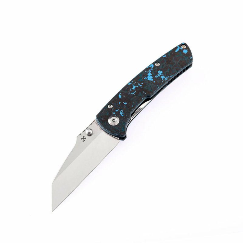 Main Street T1015A5 Pocket Knives M390 Wharncliffe Fat Carbon "Arctic Storm" Handle Blue Black | Folding Pocket Knives