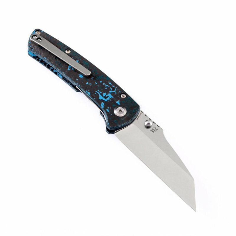 Main Street T1015A5 Pocket Knives M390 Wharncliffe Fat Carbon "Arctic Storm" Handle Blue Black | Folding Pocket Knives