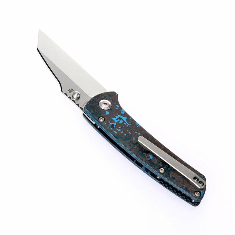 Main Street T1015A5 Pocket Knives M390 Wharncliffe Fat Carbon "Arctic Storm" Handle Blue Black | Folding Pocket Knives