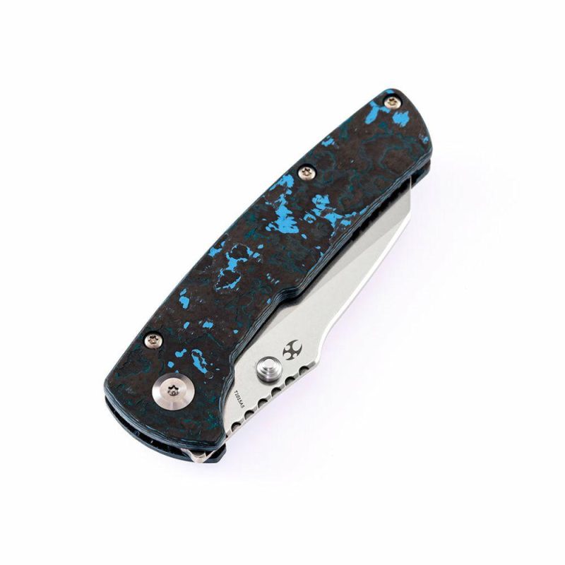 Main Street T1015A5 Pocket Knives M390 Wharncliffe Fat Carbon "Arctic Storm" Handle Blue Black | Folding Pocket Knives