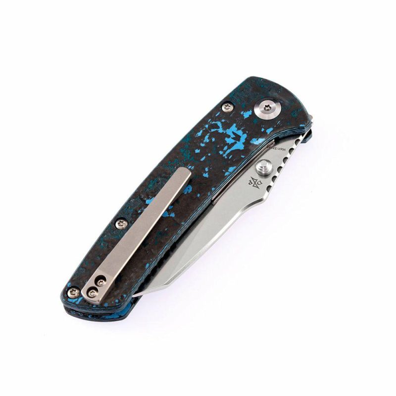 Main Street T1015A5 Pocket Knives M390 Wharncliffe Fat Carbon "Arctic Storm" Handle Blue Black | Folding Pocket Knives