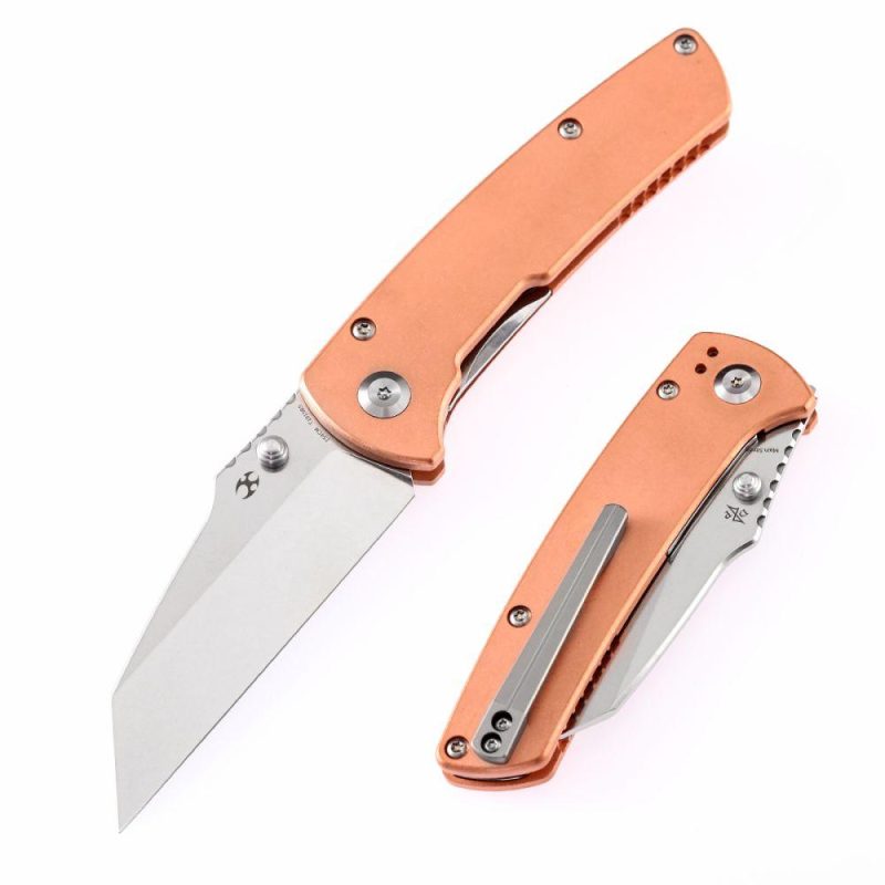 Main Street T1015B5 Pocket Knives Red Copper Handle Stonewashed 154CM Blade Dirk Pinkerton Design Copper | Folding Pocket Knives