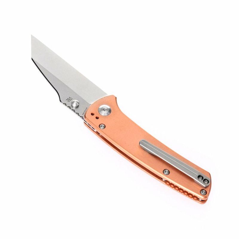 Main Street T1015B5 Pocket Knives Red Copper Handle Stonewashed 154CM Blade Dirk Pinkerton Design Copper | Folding Pocket Knives