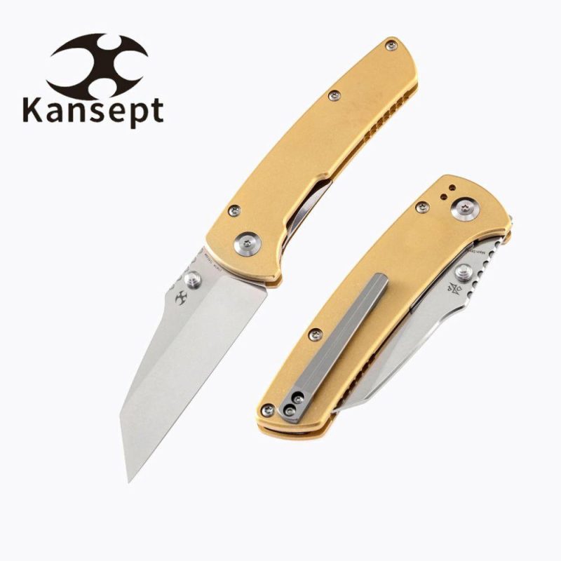 Main Street T1015B6 Pocket Knives Brass Handle Stonewashed 154CM Blade Dirk Pinkerton Design Brass | Folding Pocket Knives