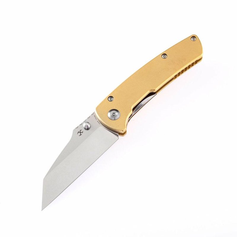 Main Street T1015B6 Pocket Knives Brass Handle Stonewashed 154CM Blade Dirk Pinkerton Design Brass | Folding Pocket Knives