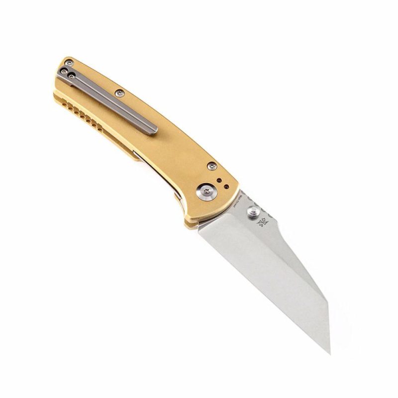 Main Street T1015B6 Pocket Knives Brass Handle Stonewashed 154CM Blade Dirk Pinkerton Design Brass | Folding Pocket Knives