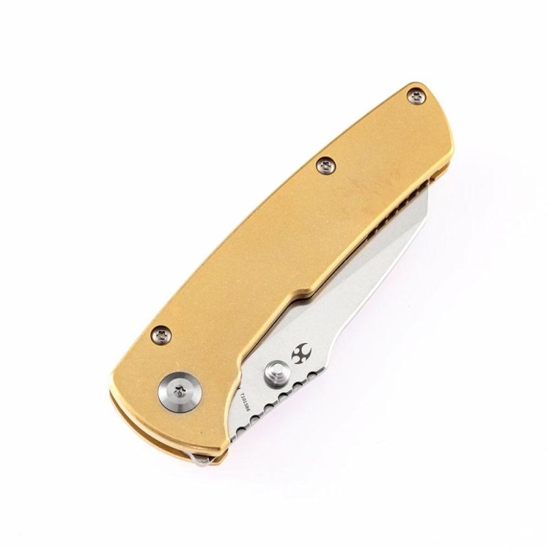 Main Street T1015B6 Pocket Knives Brass Handle Stonewashed 154CM Blade Dirk Pinkerton Design Brass | Folding Pocket Knives