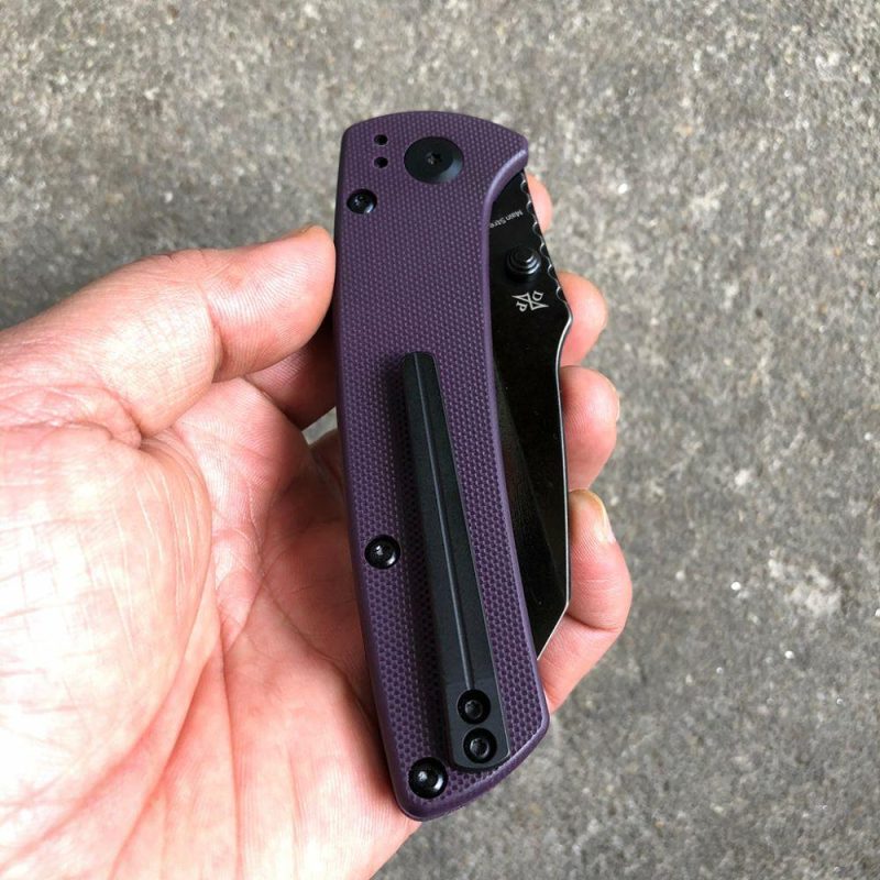 Main Street Thumb Stub Pocket Knives Purple Handle Black TiCn Coated 154CM Blade Dirk Pinkerton Design-T1015A6 Purple | Folding Pocket Knives