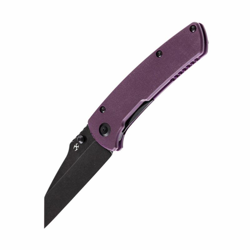 Main Street Thumb Stub Pocket Knives Purple Handle Black TiCn Coated 154CM Blade Dirk Pinkerton Design-T1015A6 Purple | Folding Pocket Knives