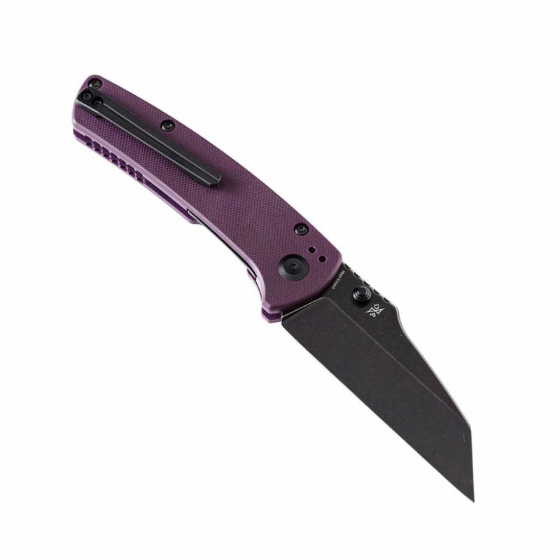 Main Street Thumb Stub Pocket Knives Purple Handle Black TiCn Coated 154CM Blade Dirk Pinkerton Design-T1015A6 Purple | Folding Pocket Knives