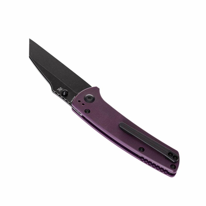 Main Street Thumb Stub Pocket Knives Purple Handle Black TiCn Coated 154CM Blade Dirk Pinkerton Design-T1015A6 Purple | Folding Pocket Knives