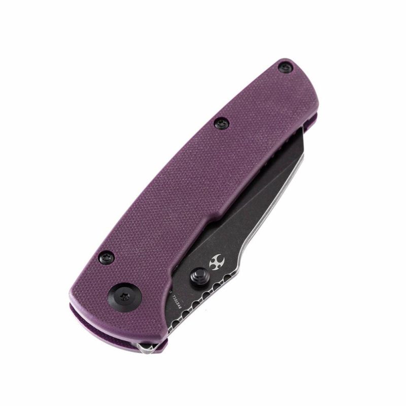 Main Street Thumb Stub Pocket Knives Purple Handle Black TiCn Coated 154CM Blade Dirk Pinkerton Design-T1015A6 Purple | Folding Pocket Knives