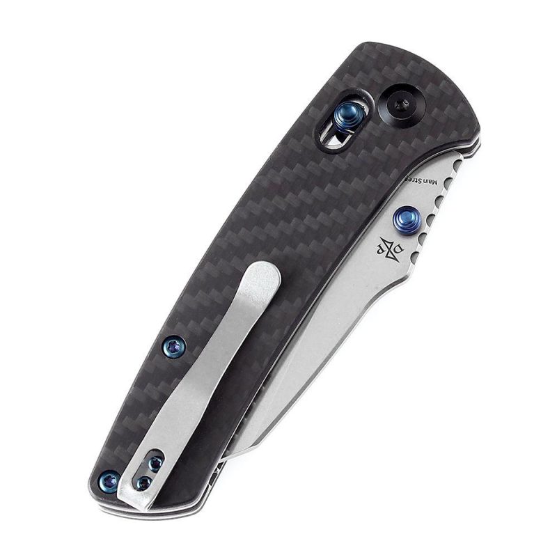 Main Street Thumb Studs/ Crossbar Lock Kinfe Twill Carbon Fiber G10 Handle (3.36” 154CM Blade) Dirk Pinkerton Design-T1015V4 Black | Folding Pocket Knives