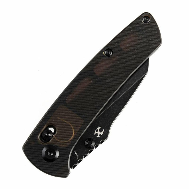 Main Street Thumb Studs/ Crossbar Lock Knife Light Brown Acrylic Handle (3.36” 154CM Blade) Dirk Pinkerton Design-T1015V8 Light Brown/Black | Folding Pocket Knives