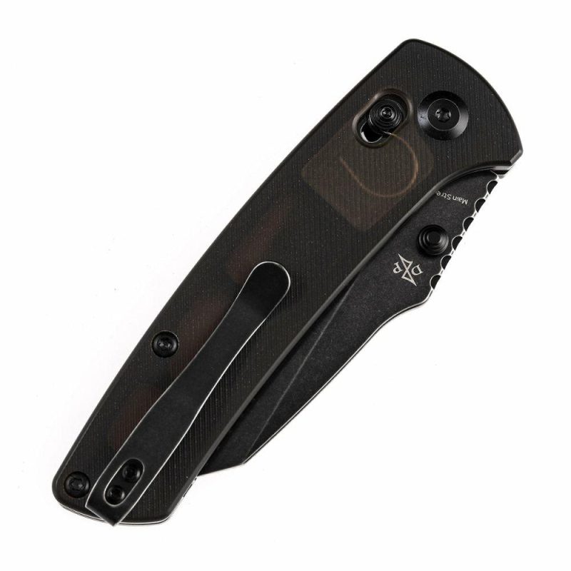 Main Street Thumb Studs/ Crossbar Lock Knife Light Brown Acrylic Handle (3.36” 154CM Blade) Dirk Pinkerton Design-T1015V8 Light Brown/Black | Folding Pocket Knives