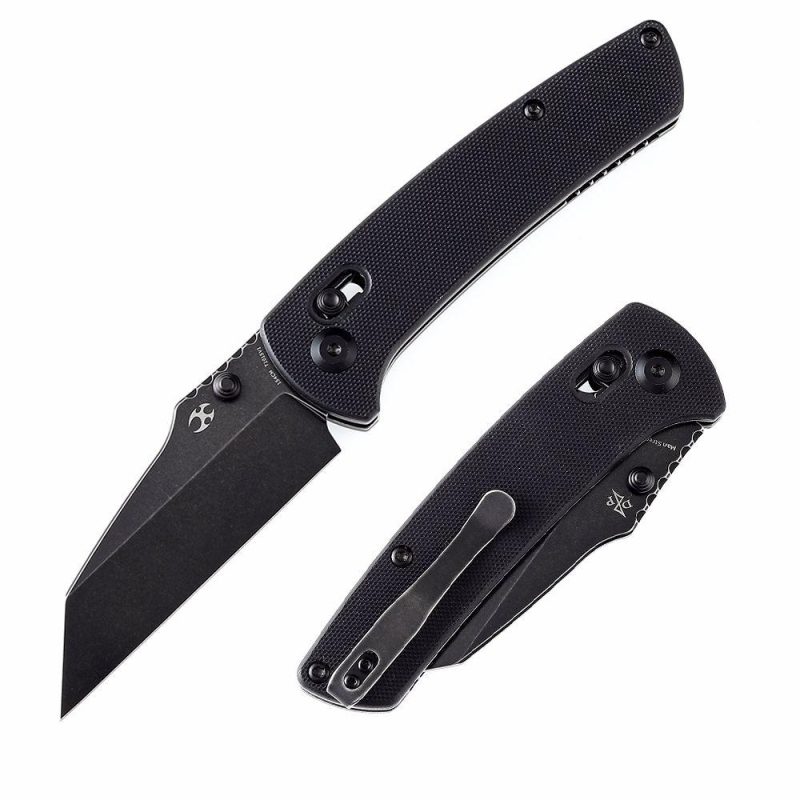 Main Street Thumb Studs/Crossbar Lock Knife Black G10 Handle (3.36”154CM Blade) Dirk Pinkerton Design-T1015V1 Black | Folding Pocket Knives