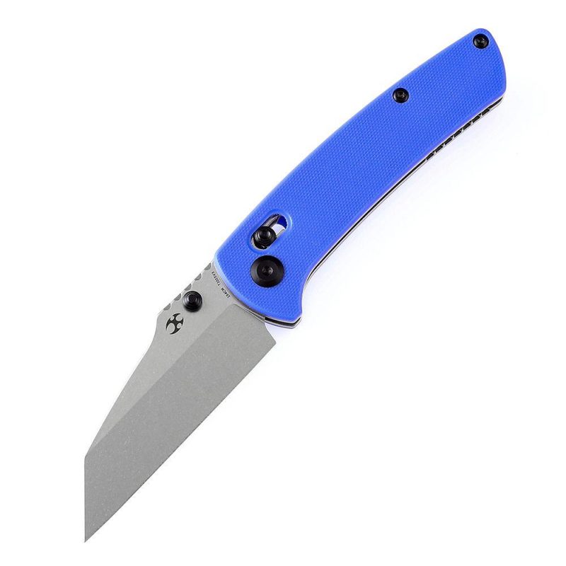 Main Street Thumb Studs/Crossbar Lock Knife Blue G10 Handle (3.36”154CM Blade) Dirk Pinkerton Design-T1015V3 Blue | Folding Pocket Knives