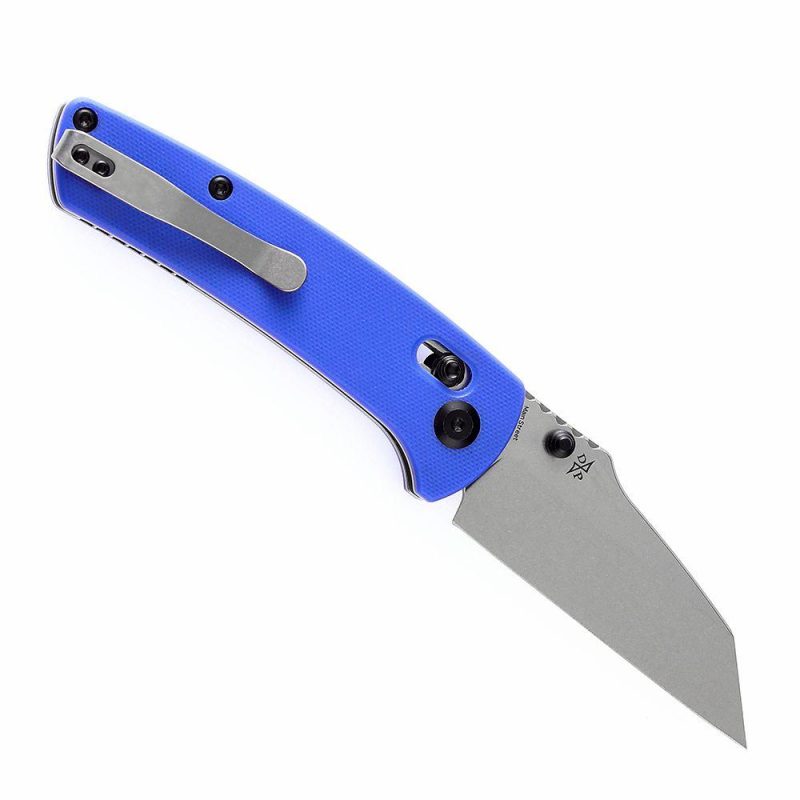 Main Street Thumb Studs/Crossbar Lock Knife Blue G10 Handle (3.36”154CM Blade) Dirk Pinkerton Design-T1015V3 Blue | Folding Pocket Knives