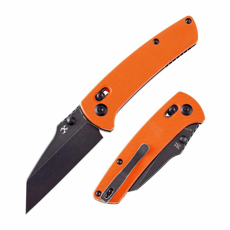 Main Street Thumb Studs/Crossbar Lock Knife Orange G10 Handle (3.36”154CM Blade) Dirk Pinkerton Design-T1015V2 Orange | Folding Pocket Knives