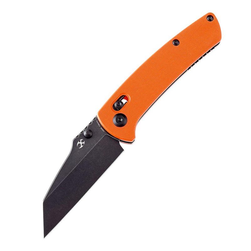 Main Street Thumb Studs/Crossbar Lock Knife Orange G10 Handle (3.36”154CM Blade) Dirk Pinkerton Design-T1015V2 Orange | Folding Pocket Knives