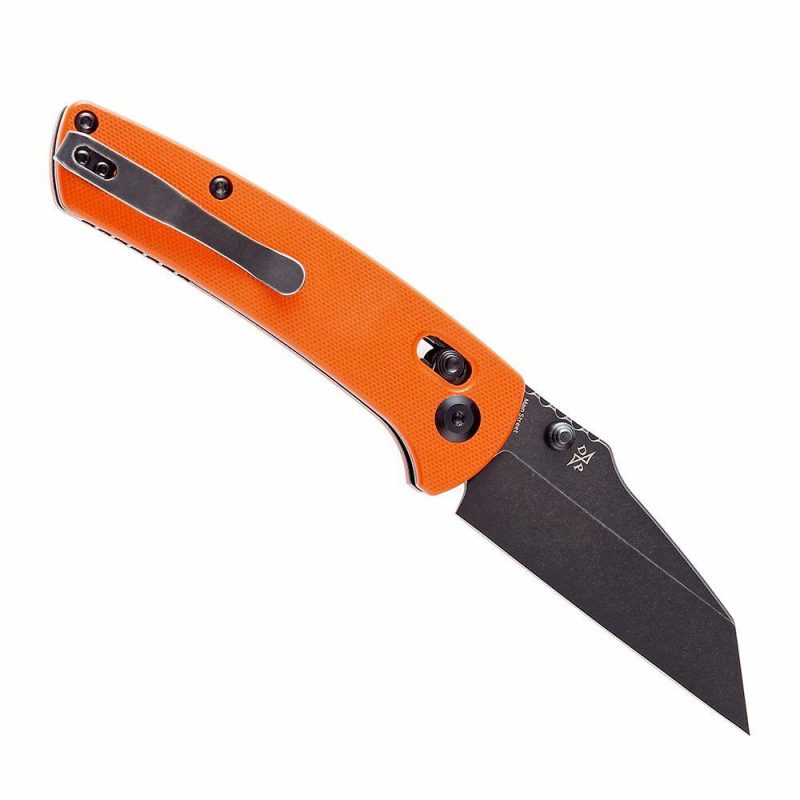 Main Street Thumb Studs/Crossbar Lock Knife Orange G10 Handle (3.36”154CM Blade) Dirk Pinkerton Design-T1015V2 Orange | Folding Pocket Knives