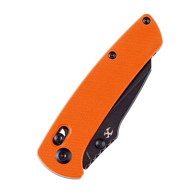 Main Street Thumb Studs/Crossbar Lock Knife Orange G10 Handle (3.36”154CM Blade) Dirk Pinkerton Design-T1015V2 Orange | Folding Pocket Knives