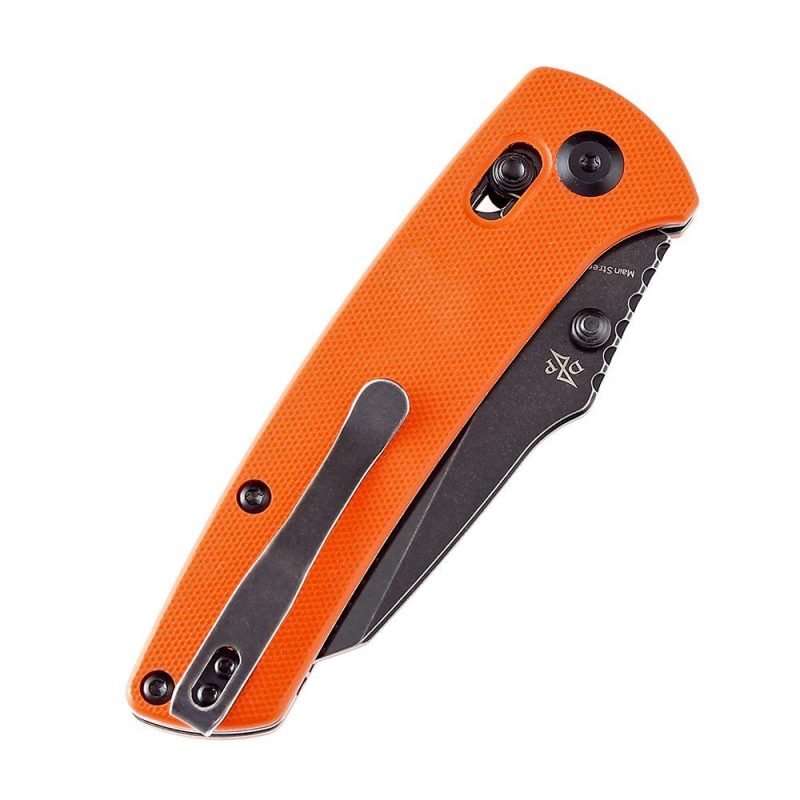 Main Street Thumb Studs/Crossbar Lock Knife Orange G10 Handle (3.36”154CM Blade) Dirk Pinkerton Design-T1015V2 Orange | Folding Pocket Knives