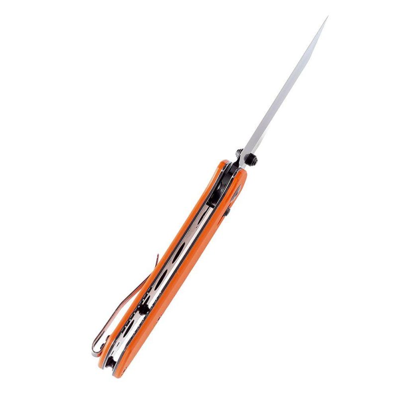 Main Street Thumb Studs/Crossbar Lock Knife Orange G10 Handle (3.36”154CM Blade) Dirk Pinkerton Design-T1015V2 Orange | Folding Pocket Knives