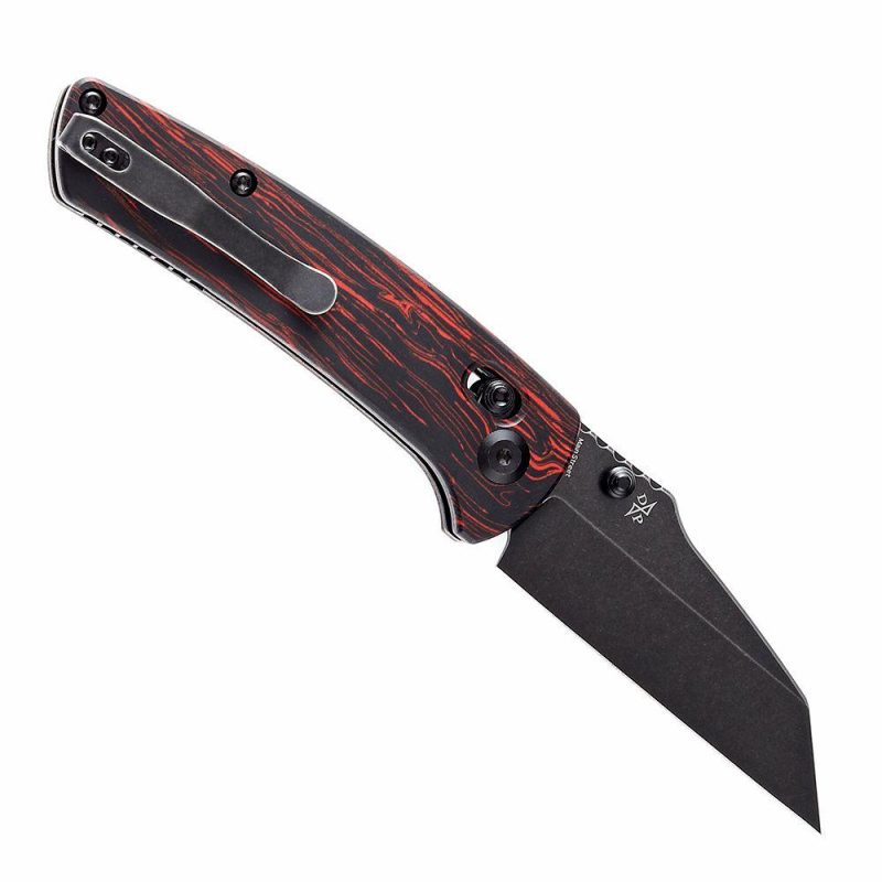 Main Street Thumb Studs/Crossbar Lock KnifeBlack and Red G-Mascus Handle (3.36”154CM Blade) Dirk Pinkerton Design-T1015V5 Black/Red | Folding Pocket Knives