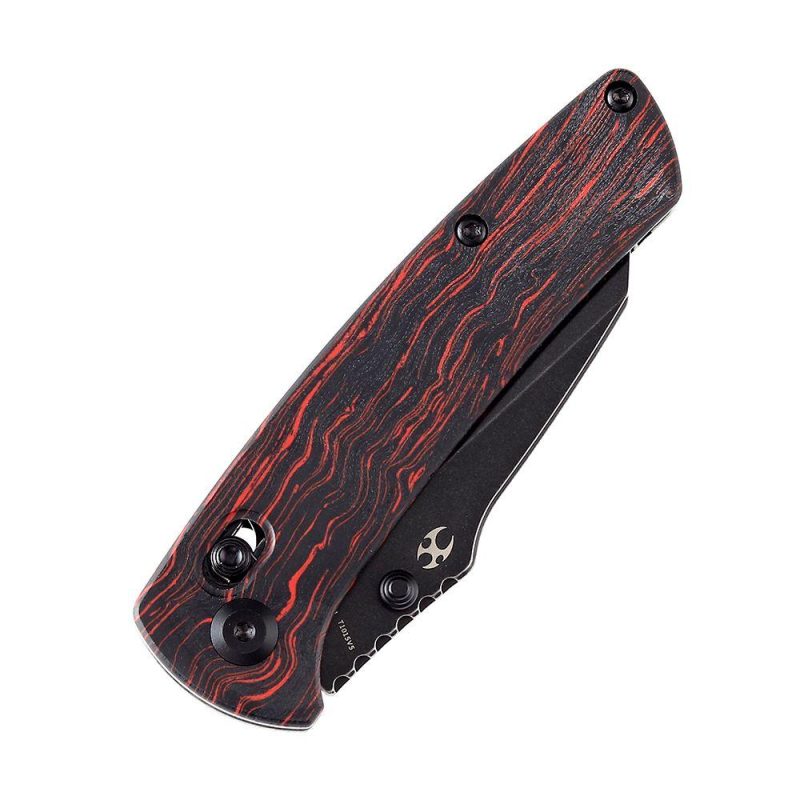 Main Street Thumb Studs/Crossbar Lock KnifeBlack and Red G-Mascus Handle (3.36”154CM Blade) Dirk Pinkerton Design-T1015V5 Black/Red | Folding Pocket Knives