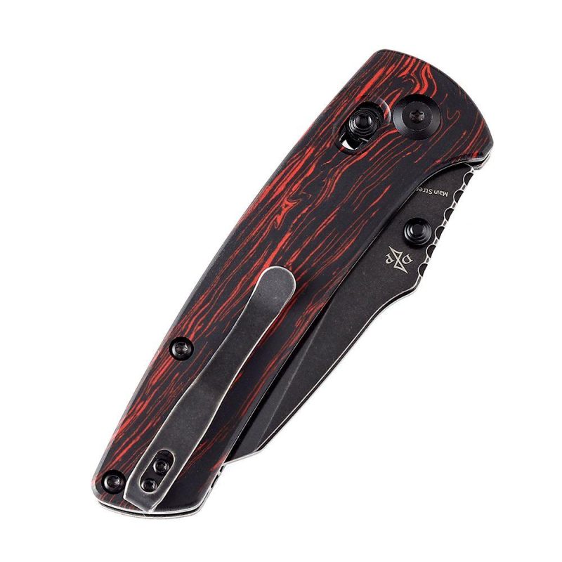 Main Street Thumb Studs/Crossbar Lock KnifeBlack and Red G-Mascus Handle (3.36”154CM Blade) Dirk Pinkerton Design-T1015V5 Black/Red | Folding Pocket Knives