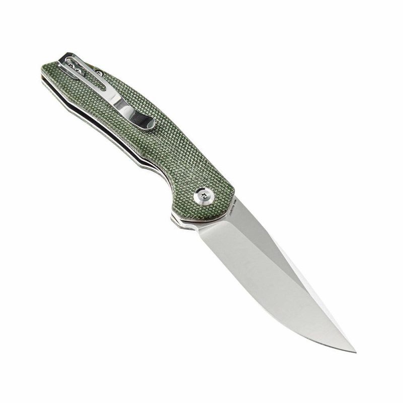 Mini Accipiter Flipper Knife Green Micarta Handle(2.9"154CM Blade)Kim Ning Design-T2007A2 Green | Folding Pocket Knives