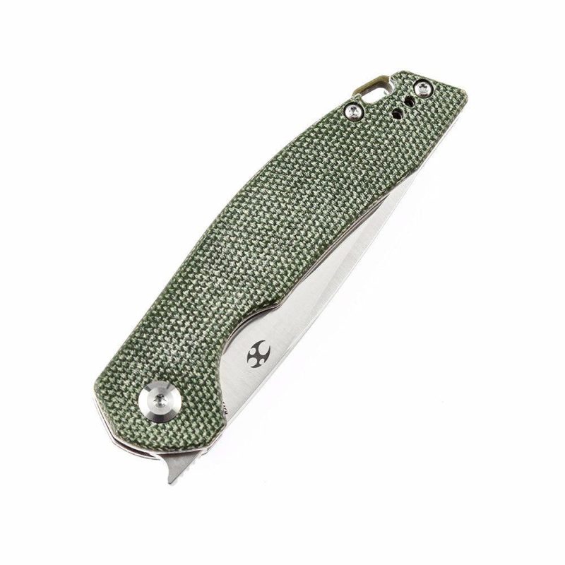 Mini Accipiter Flipper Knife Green Micarta Handle(2.9"154CM Blade)Kim Ning Design-T2007A2 Green | Folding Pocket Knives