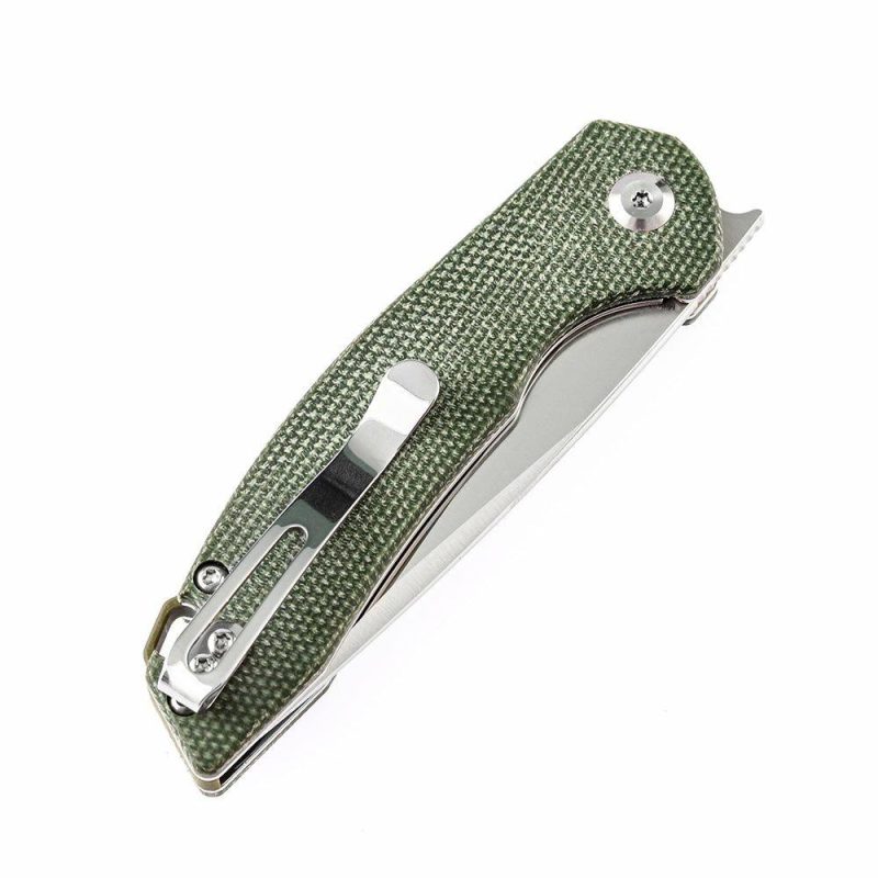 Mini Accipiter Flipper Knife Green Micarta Handle(2.9"154CM Blade)Kim Ning Design-T2007A2 Green | Folding Pocket Knives