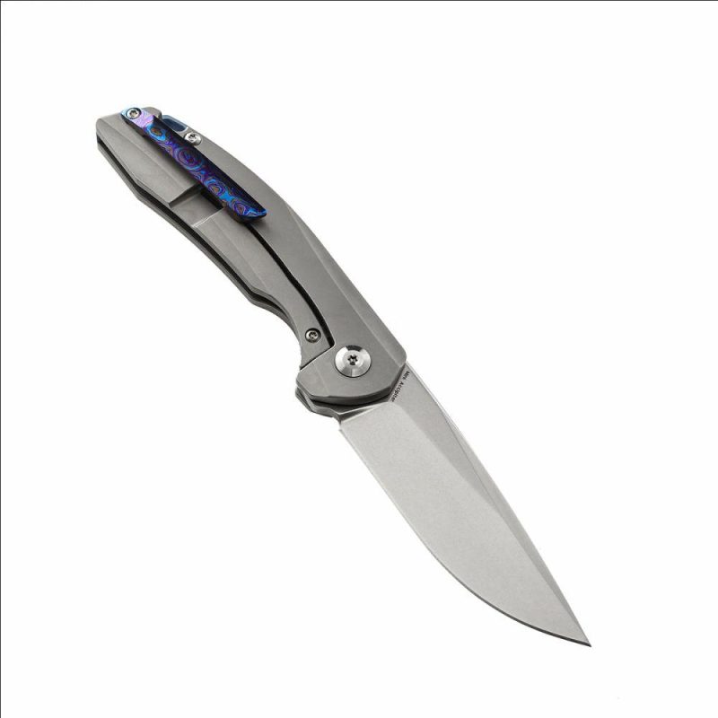 Mini Accipiter Flipper Knife Titanium and Timascus Handle(2.9"CPM-S35VN Blade)Kim Ning Design-K2007A4 Timascus | Folding Pocket Knives