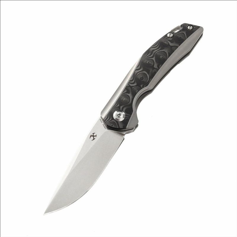 Mini Accipiter K2007A2 Front Flipper with Titanium Handle Carbon Fiber Inlay S35VN Blade Black | Folding Pocket Knives