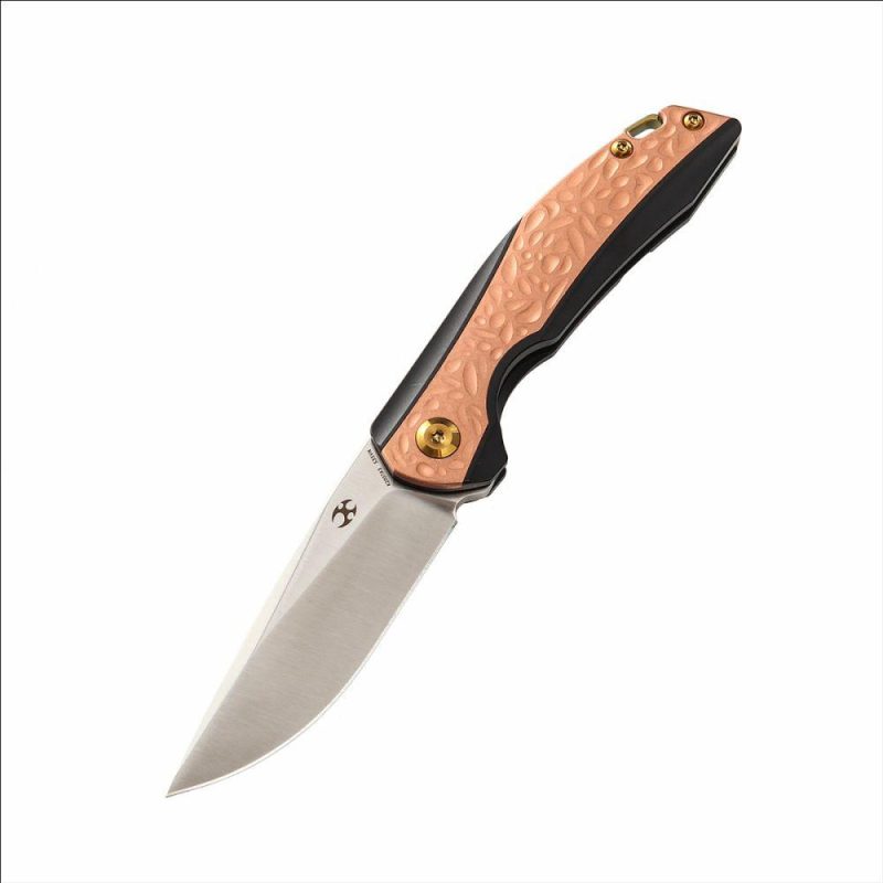 Mini Accipiter K2007A3 Front Flipper CPM-S35VN Blade Titanium Handle with Cooper Inlay Bronze | Folding Pocket Knives