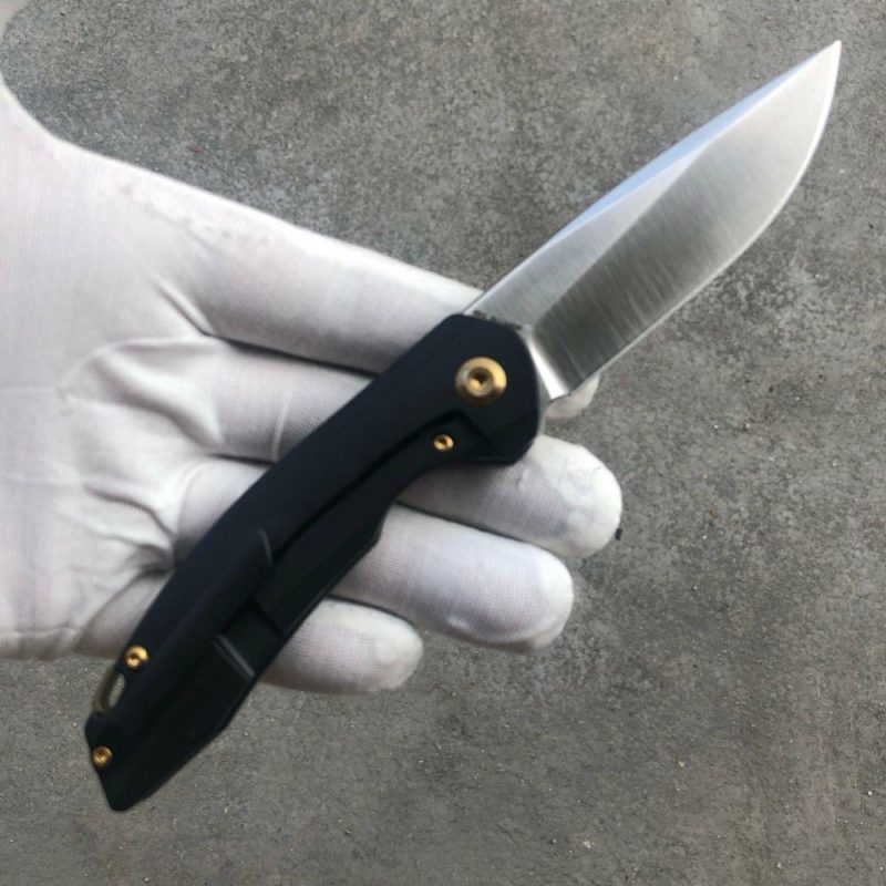 Mini Accipiter K2007A3 Front Flipper CPM-S35VN Blade Titanium Handle with Cooper Inlay Bronze | Folding Pocket Knives