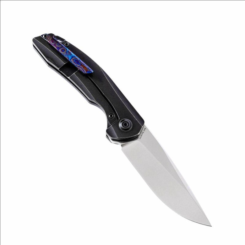 Mini Accipiter K2007A6 Under 3” Front Flipper with Titanium Handle with Timascus Inlay S35Vn Blade Timascus | Folding Pocket Knives