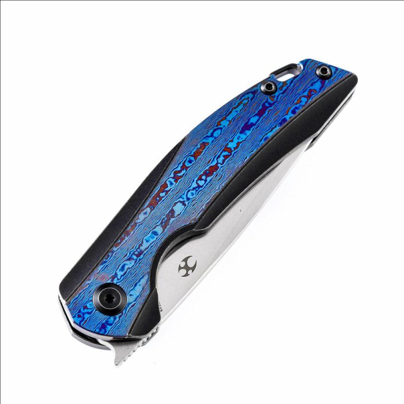 Mini Accipiter K2007A6 Under 3” Front Flipper with Titanium Handle with Timascus Inlay S35Vn Blade Timascus | Folding Pocket Knives