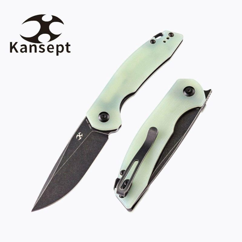 Mini Accipiter T2007A1 Kim Ning Design Front Flipper Jade G10 Handle Jade | Folding Pocket Knives