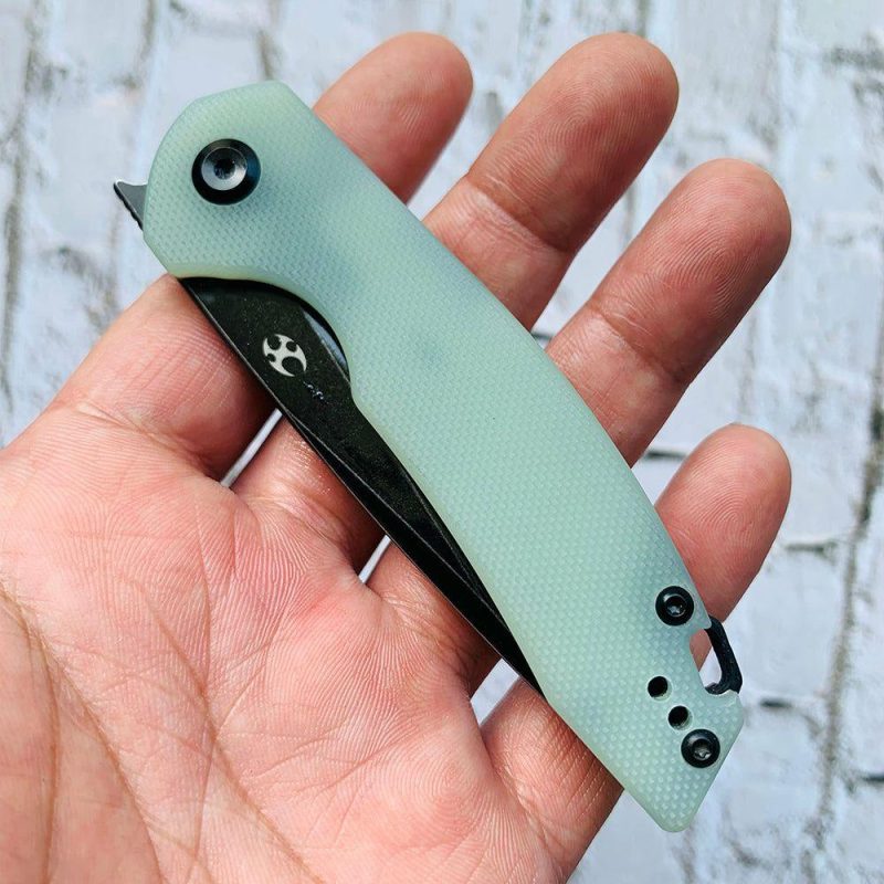 Mini Accipiter T2007A1 Kim Ning Design Front Flipper Jade G10 Handle Jade | Folding Pocket Knives